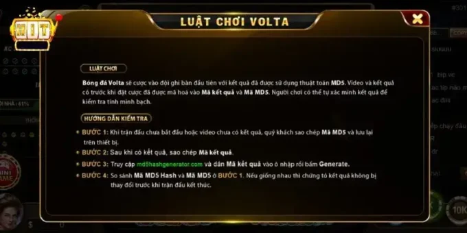 Luật Chơi Volta MD5 HitClub